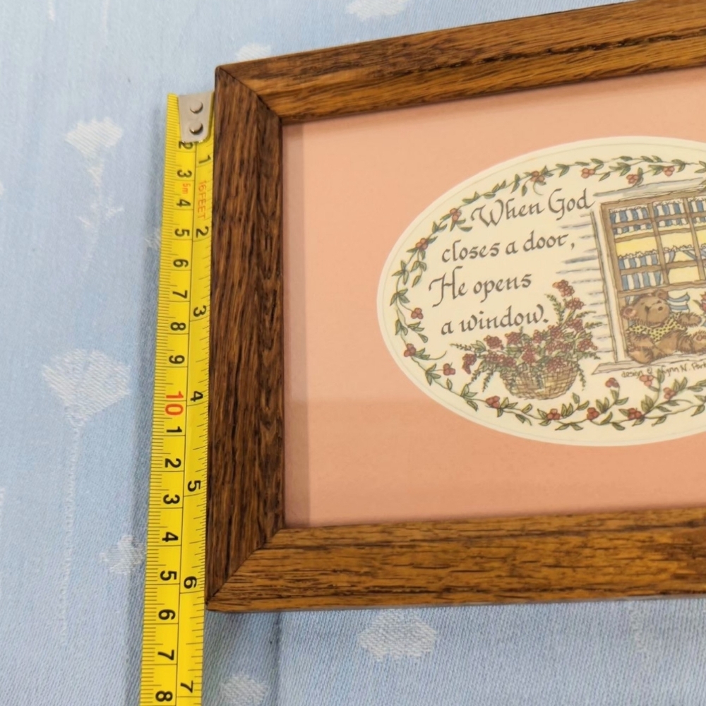 8" x 6" Inspirational spiritual verse Solid wood peach mat board wall decor Vtg. - Picture 3 of 9